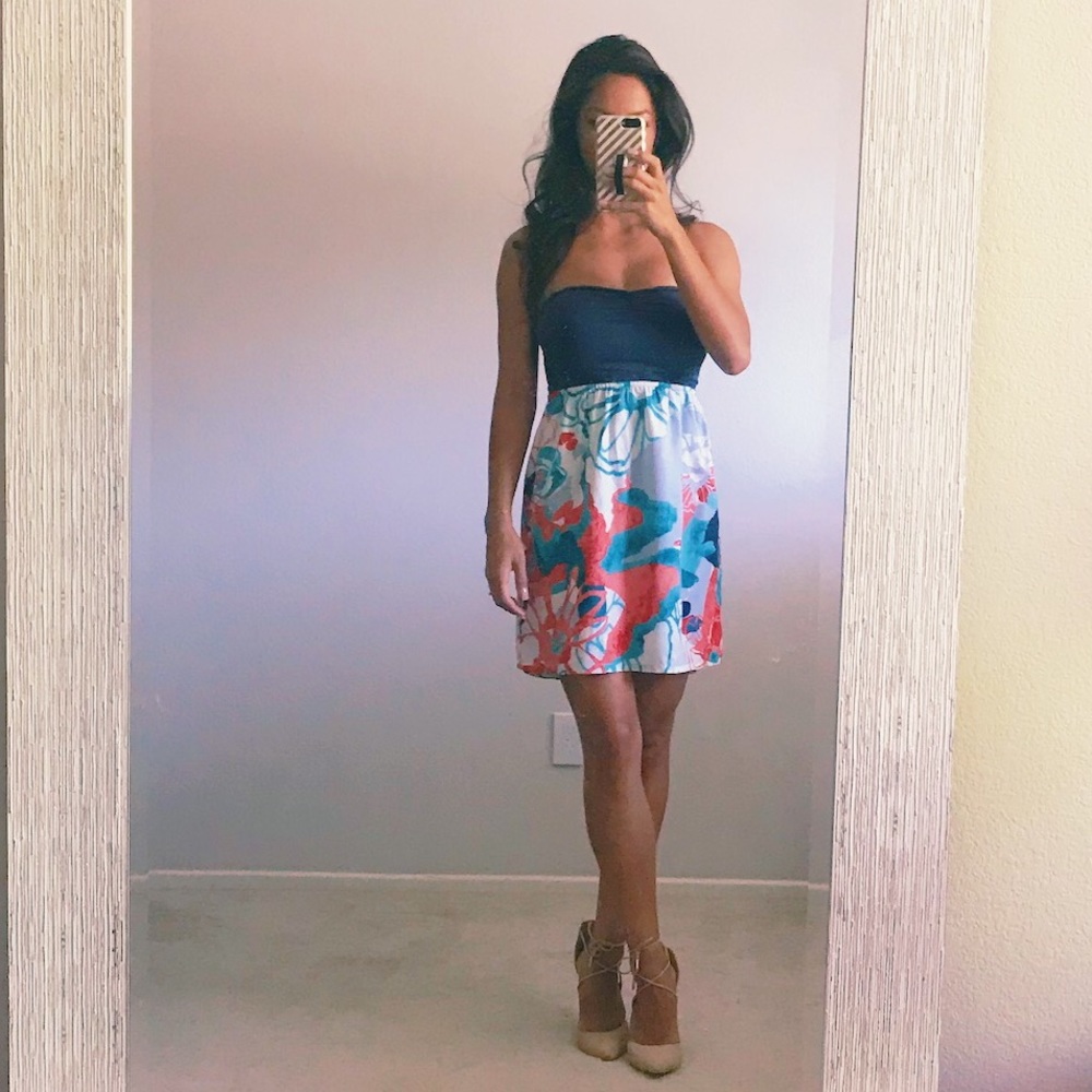 🌿2/$40 Roxy Hi-Lo Tropical Print Strapless Dress